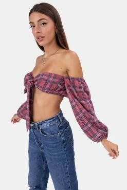 Brand new 🎁 Adika OUTLET Plaid Off-Shoulder Crop Top 🌟 7 Adika OUTLET Plaid Off-Shoulder Crop Top