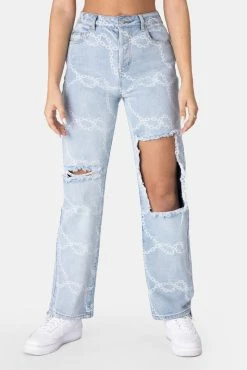 Adika Clothing Link Printed Jeans | RIPPED