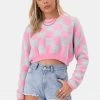 Adika OUTLET Squares Faux Fur Cropped Sweater