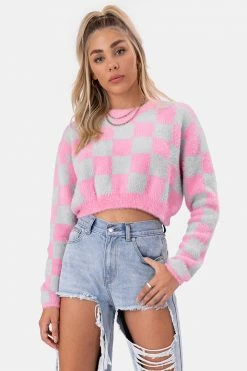 Adika OUTLET Squares Faux Fur Cropped Sweater