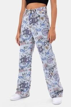 Adika Tag Graffiti Print Jeans | WIDE OUTLET