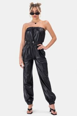 Adika Rizzo Faux Leather Strapless Jumpsuit