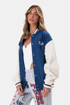 Adika Clothing KISS & TELL Denim Varsity Jacket