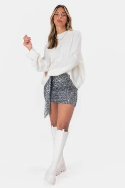 Adika Ian Drape-Detail Sequin Mini Skirt