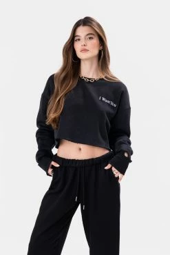 Adika WANT Embroidered Cropped Sweatshirt