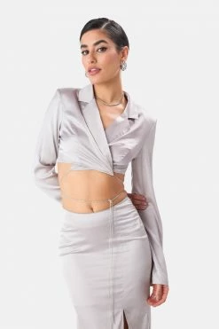 Adika Gardner Satin-Finish Rhinestone Chain Top