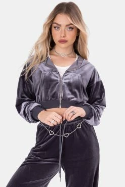 Adika Gambino Zip-Up Velvet Top Y2K Fever
