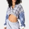 Adika Pie Hooded Cropped Button Down Shirt OUTLET