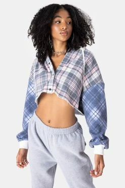 Adika Pie Hooded Cropped Button Down Shirt OUTLET