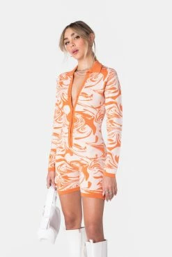 Adika Clothing Marbling Button-Up Knitted Romper