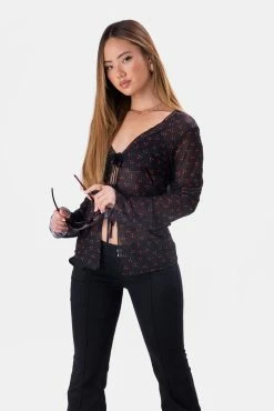 Best reviews of 🌟 Adika Cherries Tie-Front Mesh Top ⭐ 7 Adika Cherries Tie-Front Mesh Top