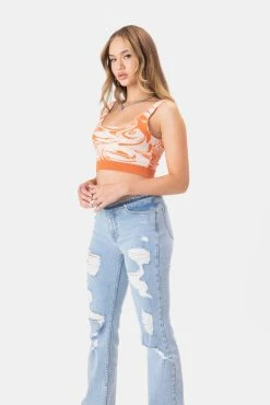 Best Pirce 🌟 Adika Kido Marble Print Knitted Crop Top 🥰 7 Adika Kido Marble Print Knitted Crop Top