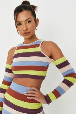 Coupon 👍 Adika MISSGUIDED // Striped Cold-Shoulder Ribbed Top Tops 😀 6 Adika MISSGUIDED // Striped Cold-Shoulder Ribbed Top Tops