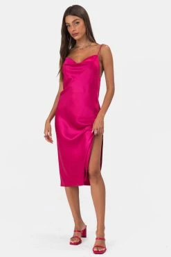 Adika Rolanda Satin Finish Midi Dress