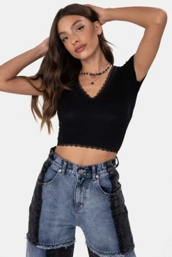 Best Sale ๐ Adika Hanson Lace-Trim Cropped Tee Clothing โจ 8 Adika Hanson Lace-Trim Cropped Tee Clothing