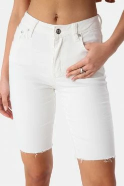 Adika Clothing Xavier Raw-Hem Biker Denim Shorts