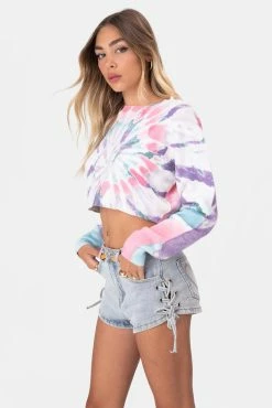 Adika Brook Tie-Dye Cropped Knit Sweater OUTLET