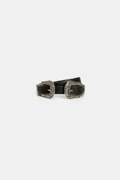 Adika Roi Double-Buckle Faux Leather Belt
