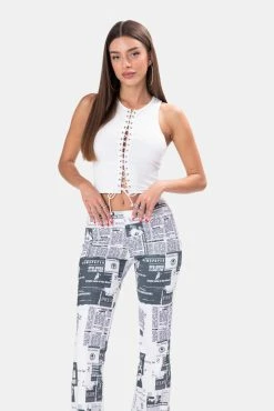 Adika Notting Lace-Up Ribbed Top