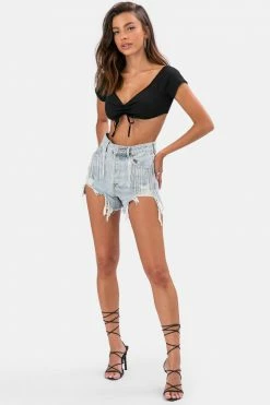 Adika Best Sellers Rhinestone Denim Shorts