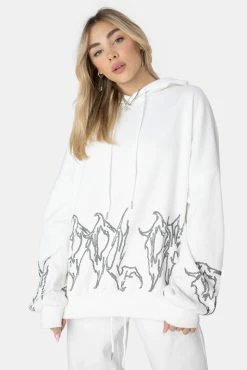 Adika Flames Diamante Detail Hoodie OUTLET