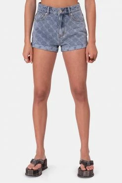 Adika OUTLET Diaz Distressed Pattern Denim Shorts