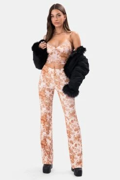 Adika Clothing Wild-Flower Ribbed Flared Pants