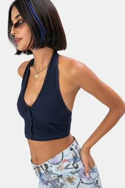 Adika Entitled Ribbed Halter Crop Top