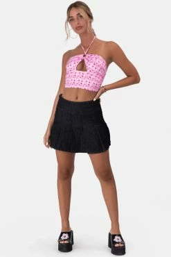 Adika Slam Pleated Denim Mini Skirt Clothing