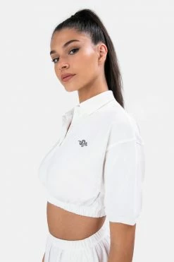 Adika Snake Embroidery Cropped Polo Shirt OUTLET