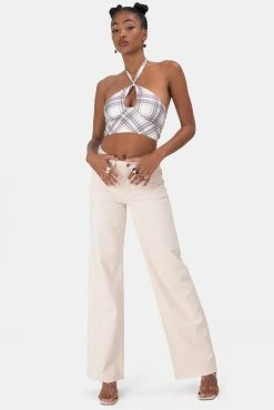 Adika Craig Plaid Halter Crop Top Clothing