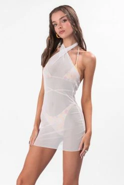 Adika Dominica Mesh Halter Mini Dress