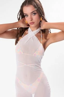 Adika Dominica Mesh Halter Mini Dress