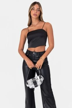 Adika Baxter Satin-Finish Crop Top OUTLET