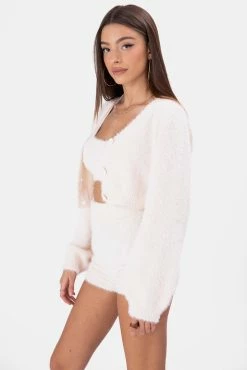 Adika Sands Fuzzy Knit Cropped Cardigan Set It Up
