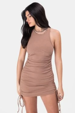 Adika Bee Ruched Ribbed Mini Dress