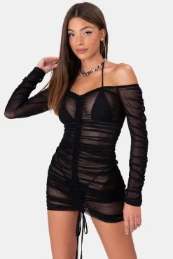 Adika Puerto Ruched Sheer Mini Dress