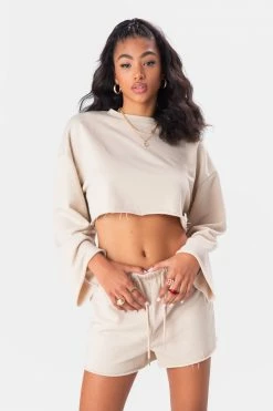 Adika Munro Bell-Sleeves Cropped Sweatshirt Clothing