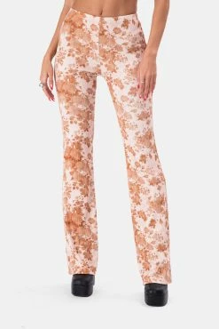 Adika Clothing Wild-Flower Ribbed Flared Pants