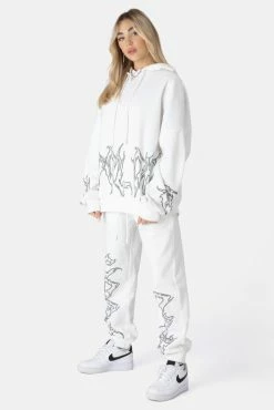 Adika Flames Diamante Detail Hoodie OUTLET