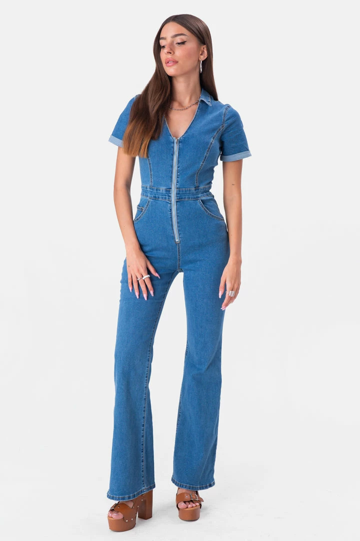 Coupon 👍 Adika Rosario Flared Denim Boilersuit 🤩 1 Adika Rosario Flared Denim Boilersuit