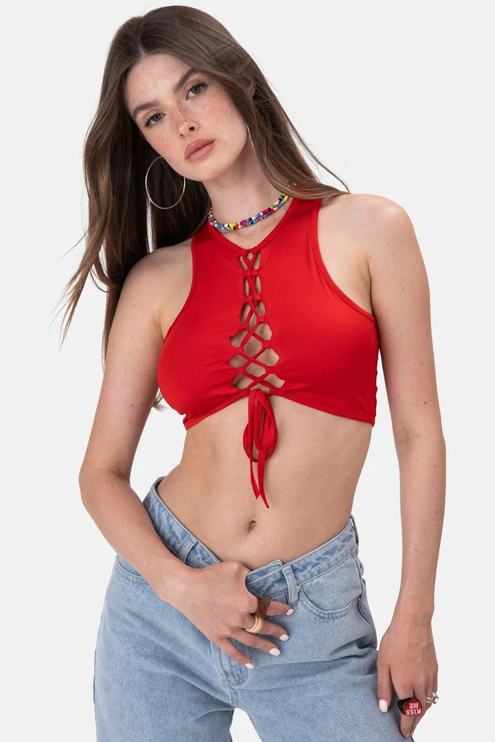 Cheapest 🎉 Adika Cyber Lace-Up Crop Top ✔️ 1 Adika Cyber Lace-Up Crop Top