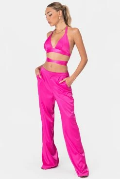 Adika Sullivan Satin-Finish Wide Pants