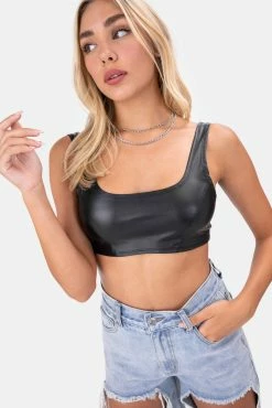 Adika Folson Faux Leather Crop Top