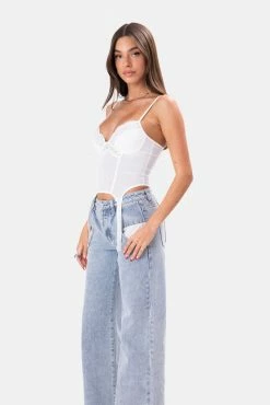 Adika Cobalt Suspender-Hem Corset Top