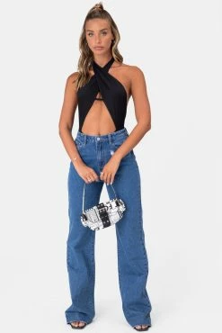 Adika Bronte Cross-Wrap Halter Bodysuit