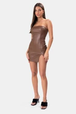 Adika Cezar Faux Leather Tube Dress