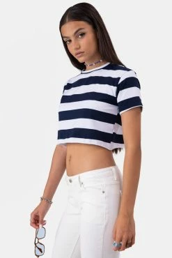 Adika Aubergine Striped Cropped Tee