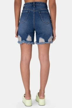 Adika Gang Ripped Denim Biker Shorts OUTLET