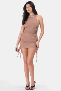 Adika Bee Ruched Ribbed Mini Dress